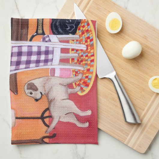 Labradors in der nähende Raum-der Malerei der Mama Geschirrtuch (Viertel Falte)