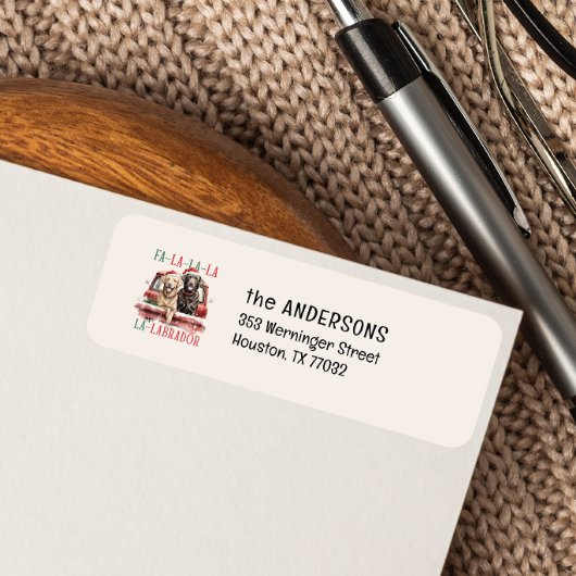 LABRADORS ON RED TRUCK FA LA CHRISTMAS