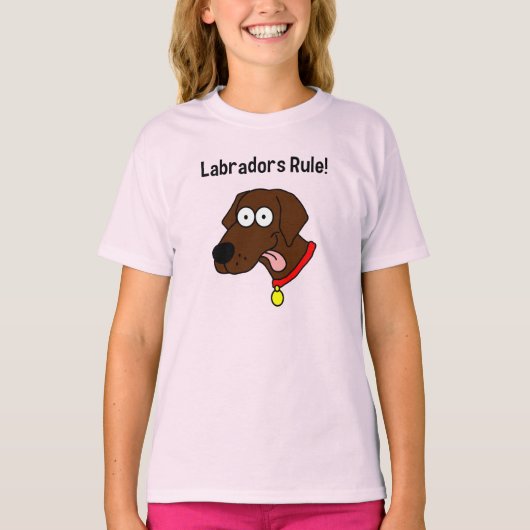 "Labradors Rule!" Schokolade Labrador T Shirt (Vorderseite)