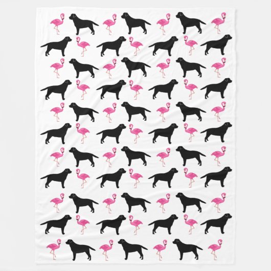 Labradors und Flamingo-Decke - groß Fleecedecke (Vorderseite)
