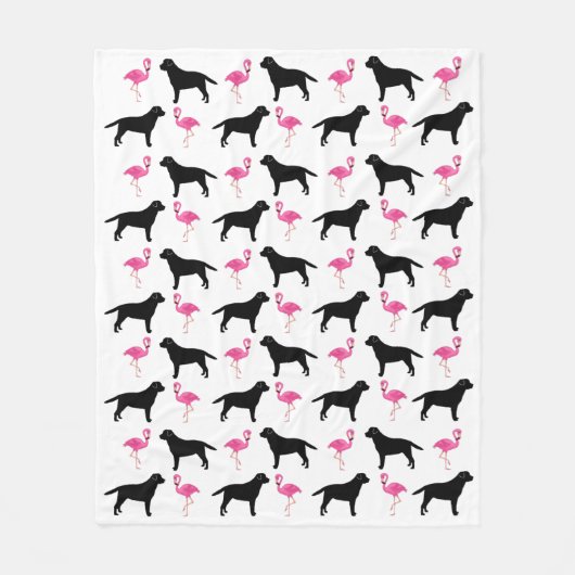 Labradors und Flamingo-Decke - Medium Fleecedecke (Vorderseite)