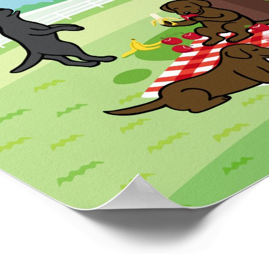 Labradors und Happy Cherry Blossom Poster (Ecke)