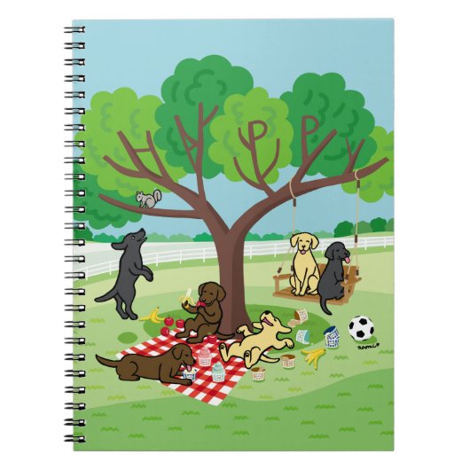 Labradors und Happy Tree Notizblock (Vorderseite)