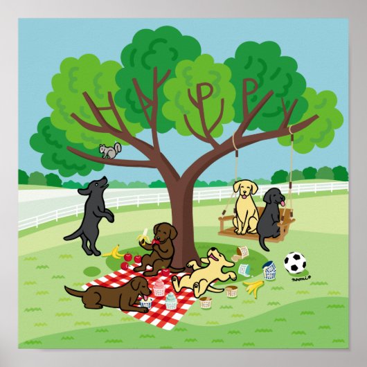 Labradors und Happy Tree Poster (Vorne)