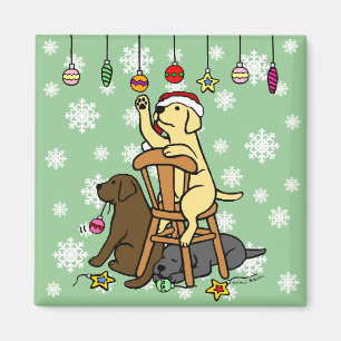 Labradors und Weihnachtsverzierungs-Cartoon Magnet