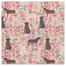 Labradors Vintage Blumen pink Stoff