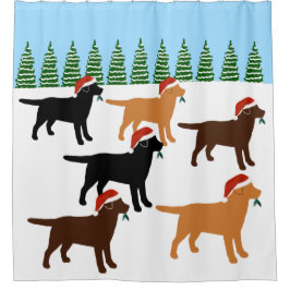 Labradors Weihnachts-Snowfield-Duschvorhang Duschvorhang