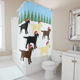 Labradors Weihnachtssankt-Schneefeld Duschvorhang
