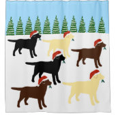Labradors Weihnachtssankt-Schneefeld Duschvorhang (Vorderseite)