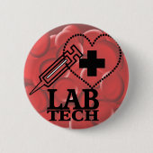 LABRADORtech-HERZ. SPRITZE-LOGO-MEDIZINISCHES Button (Vorderseite)