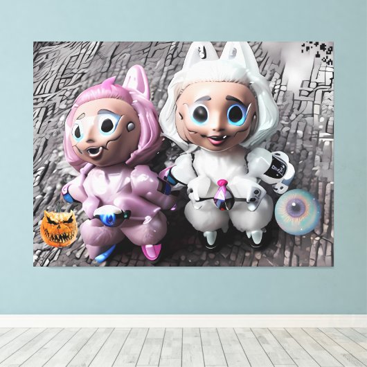 Labubu Tricks und Leckereien Leinwanddruck (Insitu (Holzboden))