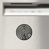 Labyrinth antikes Silber | Schwarzer Spritzer Magnet (In Situ (Geschirrspüler))