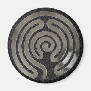 Labyrinth antikes Silber Schwarzer Spritzer Magnet
