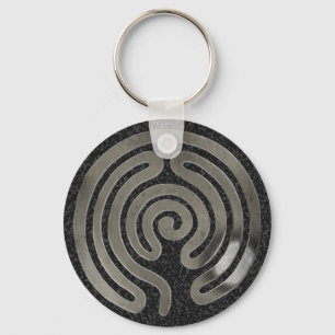 Labyrinth antikes Silber Schwarzer Spritzer Schlüsselanhänger