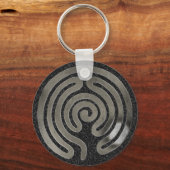 Labyrinth antikes Silber | Schwarzer Spritzer Schlüsselanhänger (Vorderseite)