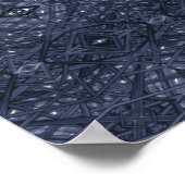 Labyrinth Blau Abstrakte Alkohol-Tinte-Kunst Poster (Ecke)