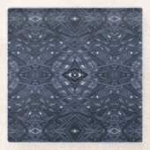 Labyrinth Blau Abstrakte Alkoholtinte Kunst Glasuntersetzer (Vorderseite)