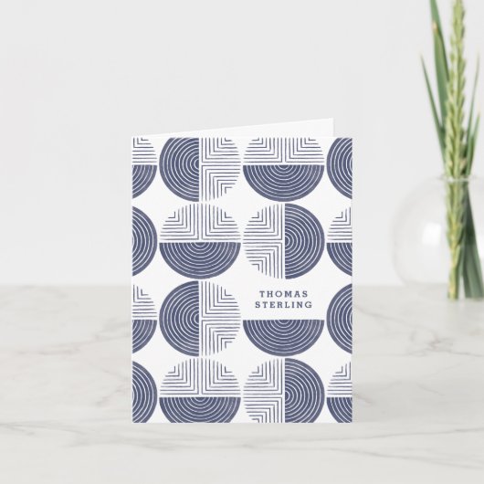 Labyrinth Circle Pattern Note Card - Blau Dankeskarte (Vorderseite)