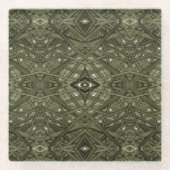 Labyrinth Gelb Abstrakt Alcohol Ink Kunst Glasuntersetzer (Vorderseite)