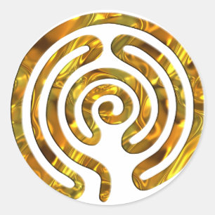 Labyrinth GOLD   machen Ihren eigenen Hintergrund Runder Aufkleber