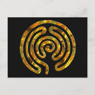 Labyrinth GOLD schwarz Postkarte