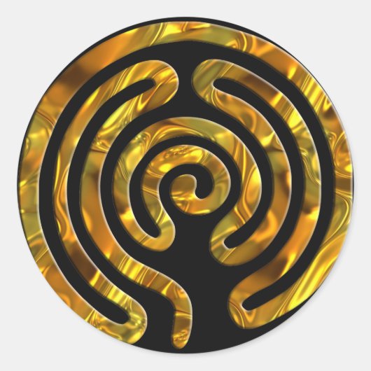 Labyrinth GOLD | schwarz Runder Aufkleber (Vorderseite)