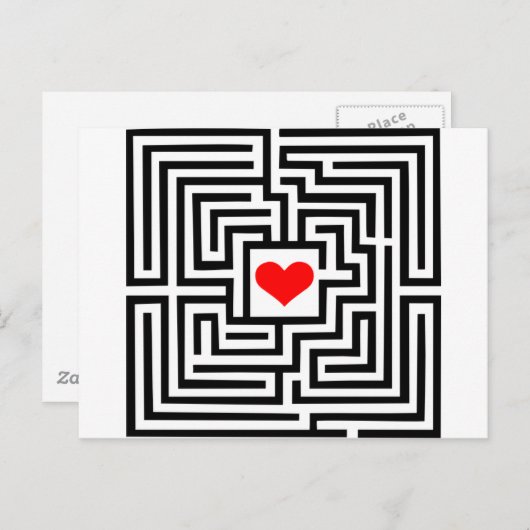 Labyrinth - Herz Postkarte (Vorne/Hinten)