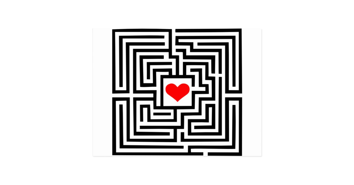 Labyrinth Herz Postkarte Zazzle.de