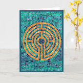 LABYRINTH II Grußkarte / Grün Karte (Gelbe Blume)