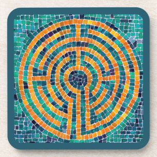LABYRINTH II Hartplastik-Untersetzer - Grün Getränkeuntersetzer