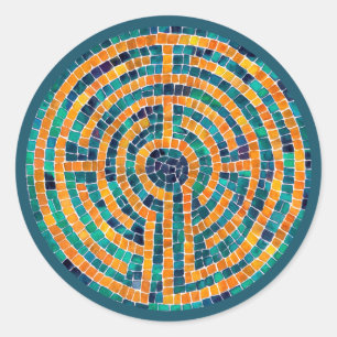 LABYRINTH II Large Round Stickers - Green