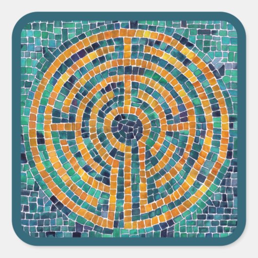 LABYRINTH II Large Square Stickers - Green (Vorderseite)