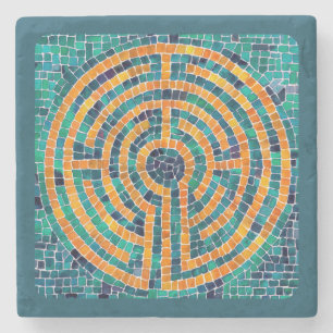 LABYRINTH II Marmor Untersetzer - Grün