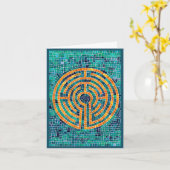 LABYRINTH II Note Card / grün Karte (Gelbe Blume)