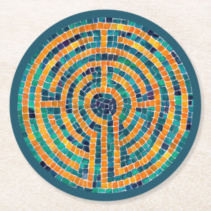 LABYRINTH II Runder Paper Untersetzer - Grünbuch