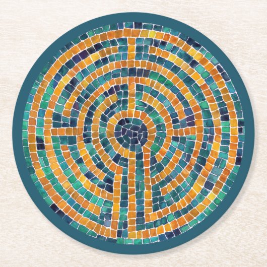 LABYRINTH II Runder Paper Untersetzer - Grünbuch (Vorderseite)