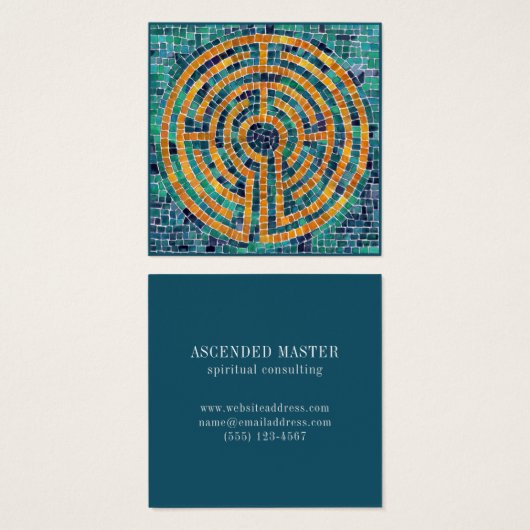 LABYRINTH II Square Business Card - Grün (Vorne & Hinten)