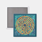 LABYRINTH II Square Magnet - Green (Vorderseite/Rückseite)