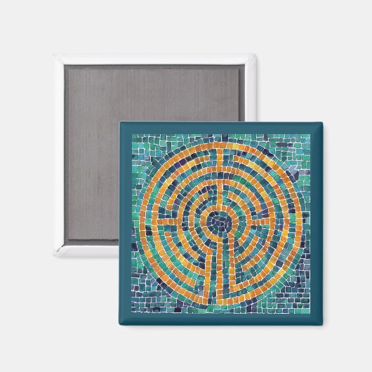 LABYRINTH II Square Magnet - Green (Vorderseite/Rückseite)