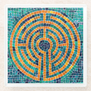 LABYRINTH II Untersetzer aus Glas, weiß