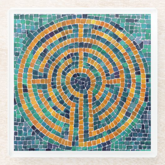 LABYRINTH II Untersetzer aus Glas, weiß (Vorderseite)