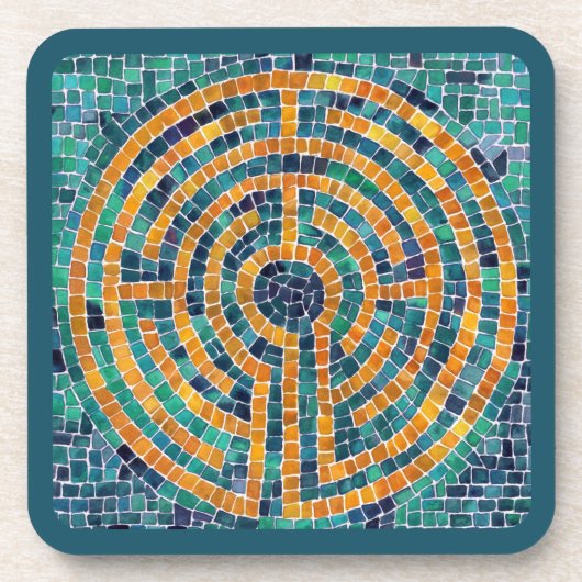 LABYRINTH II-Untersetzer aus Hartkunststoff - grün Getränkeuntersetzer (Vorderseite)