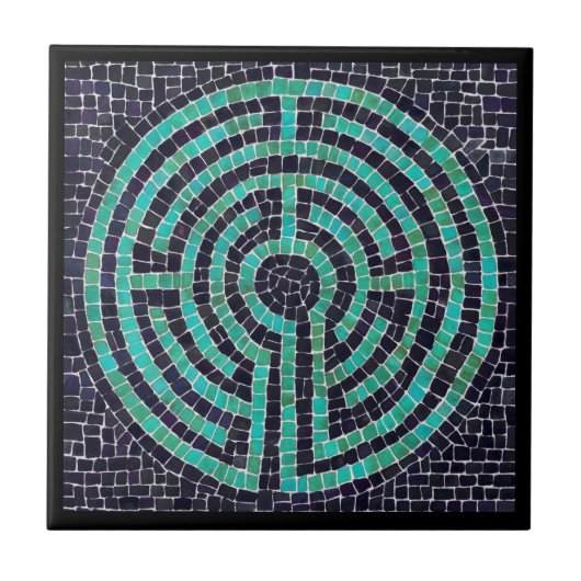 LABYRINTH III 4.25x4.25 Keramik Tile - Schwarz Fliese (Vorderseite)
