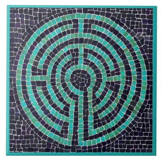 LABYRINTH III 6x6 Keramik Tile - Türkis Fliese (Vorderseite)