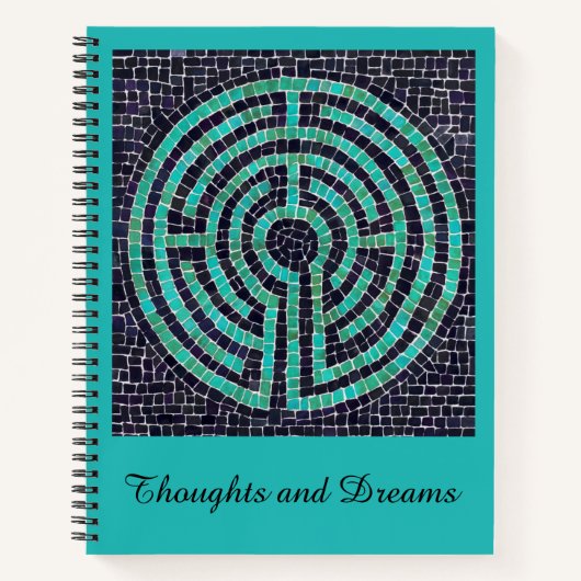 LABYRINTH III 8.5x11 Notebook + Text Türkis Notizblock (Vorderseite)