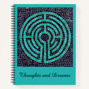 LABYRINTH III 8,5x11 Notizbuch + Text Türkis