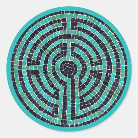 LABYRINTH III Large Round Stickers - Türkis (Vorderseite)