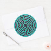 LABYRINTH III Large Round Stickers - Türkis (Umschlag)