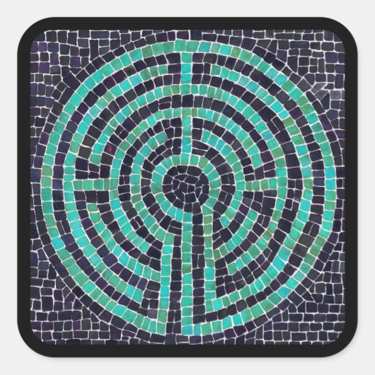 LABYRINTH III Large Square Stickers - Black (Vorderseite)