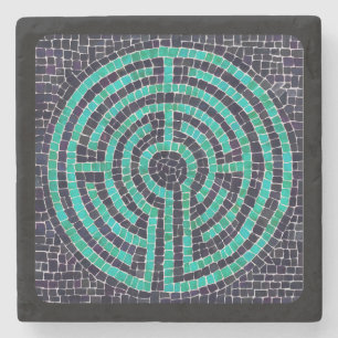 LABYRINTH III Marmor Untersetzer - Schwarz